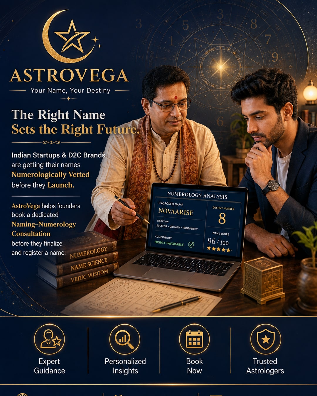 Rising trend: Indian startups & D2C brands getting their company/brand name numerologically vetted before launch, and how AstroVega lets founders book a dedicated naming-numerology consultation before they finalize and register a name