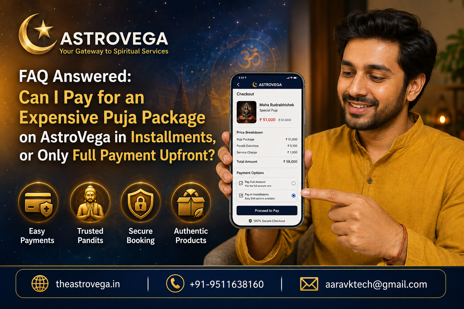 FAQ Answered: Can I Pay for an Expensive Puja Package on AstroVega in Installments, or Only Full Payment Upfront?
