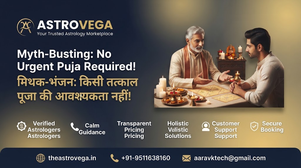 Myth-busting: a dosha or tough planetary period in your kundli does NOT mean you must rush into an urgent, expensive puja or remedy right now or disaster will strike - real astrology guidance is calm and informed, never fear-driven pressure