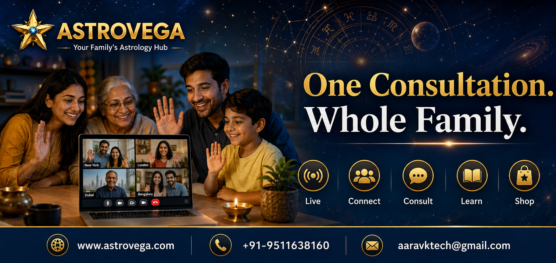 Future vision: what if your whole family — scattered across different cities and countries — could join the same astrology consultation together, live, instead of one person relaying the astrologer's answers to everyone else afterward