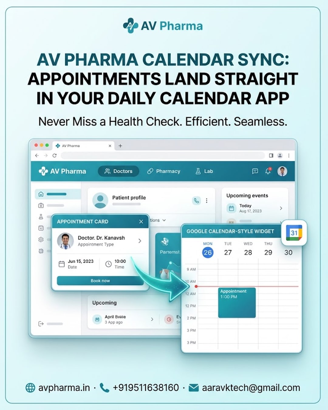 AV Pharma Calendar Sync: Appointments Land Straight in the Calendar App You Already Open Every Morning