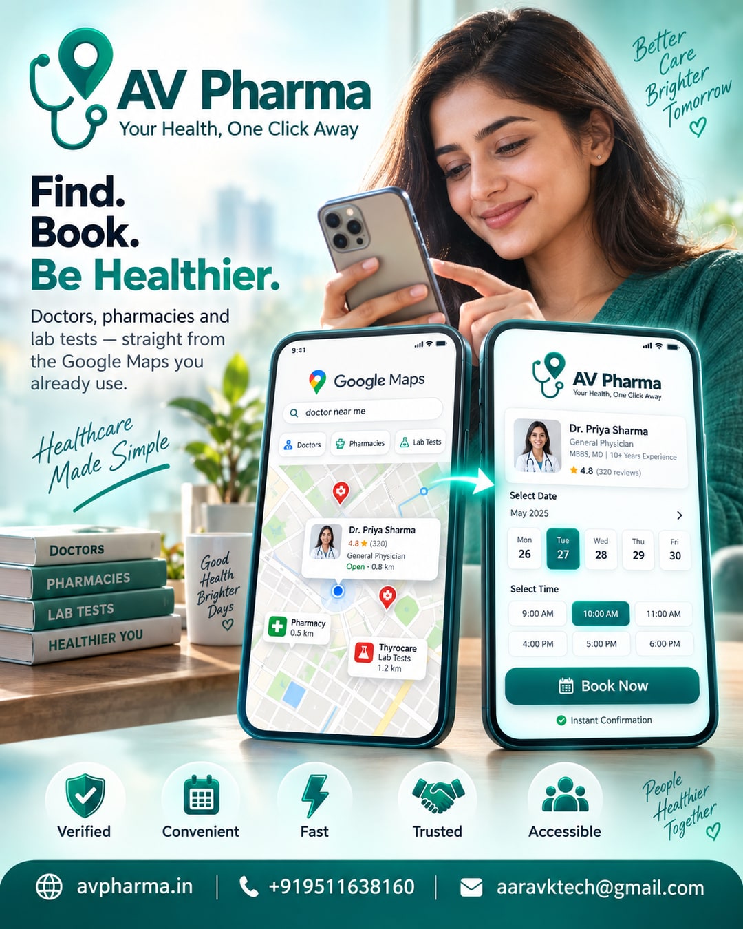 AV Pharma on Google Maps: book doctors, pharmacies and lab tests straight from the map search you already use