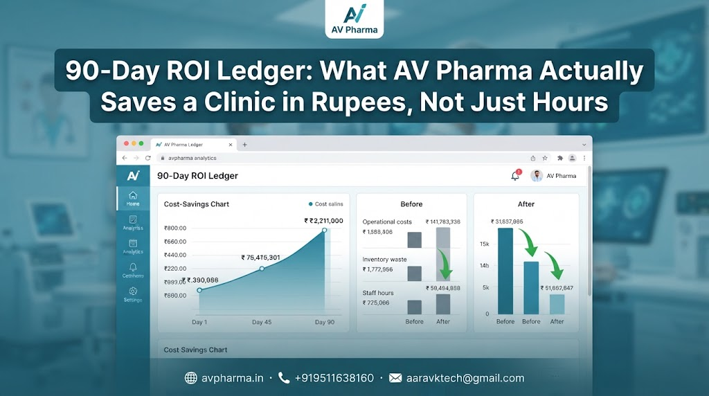 The 90-Day ROI Ledger: What AV Pharma Actually Saves a Clinic in Rupees, Not Just Hours