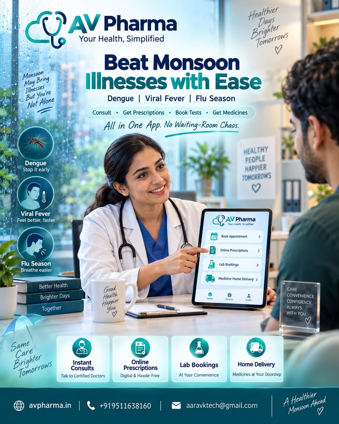 Monsoon Illness Surge: How AV Pharma Helps You Beat Dengue, Viral Fever & Flu Season Without the Waiting-Room Chaos