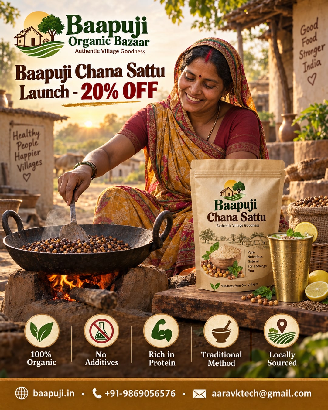 Baapuji Chana Sattu Launch - Village Energy Drink Mix at 20% Off
