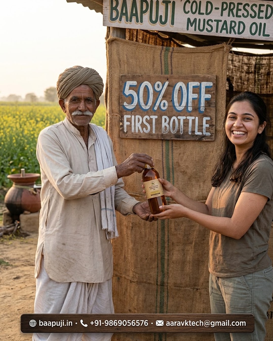 New Customer First-Bottle Offer - 50% Off Your First Cold-Pressed Mustard Oil