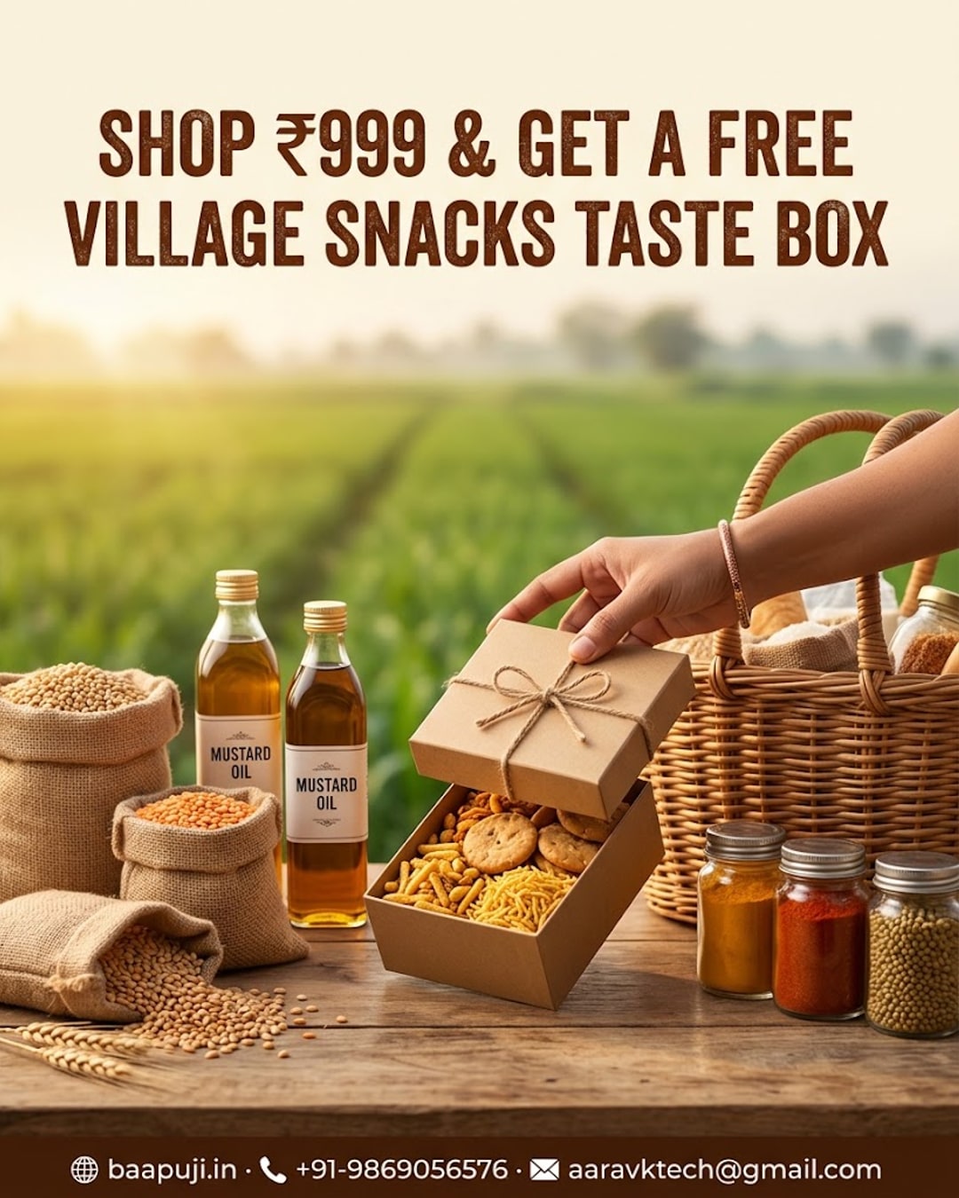 Shop ₹999 & Get a FREE Village Snacks Taste Box