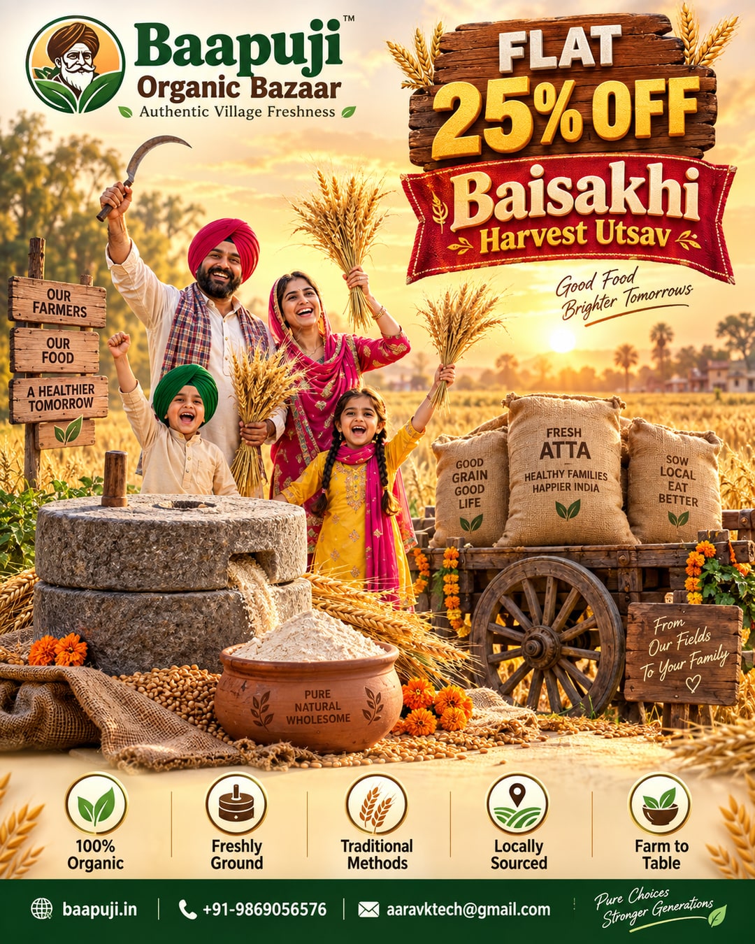 Baisakhi Harvest Utsav - Fresh Golden Atta Flat 25% Off