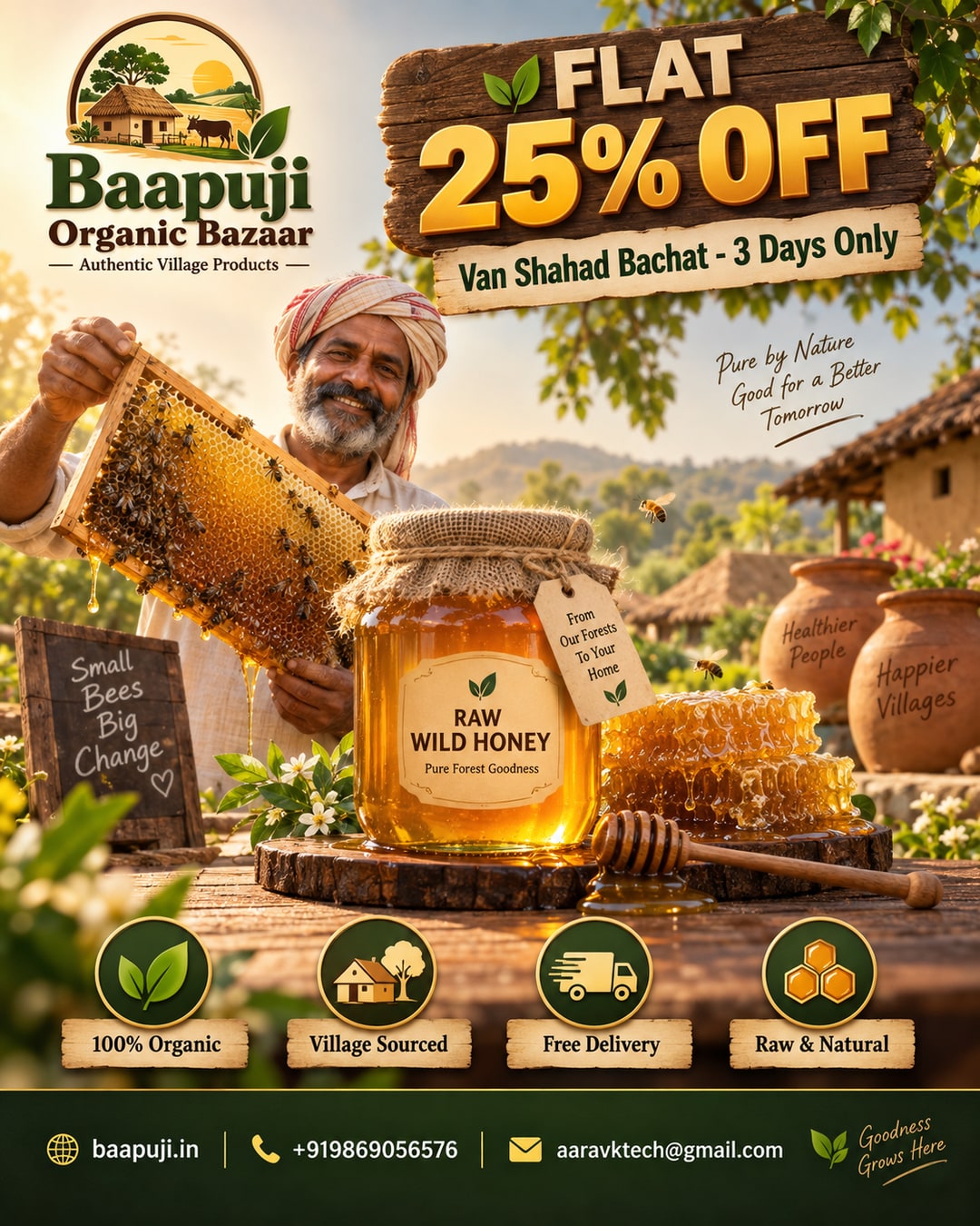 Van Shahad Bachat - Flat 25% Off Raw Wild Honey, 3 Days Only