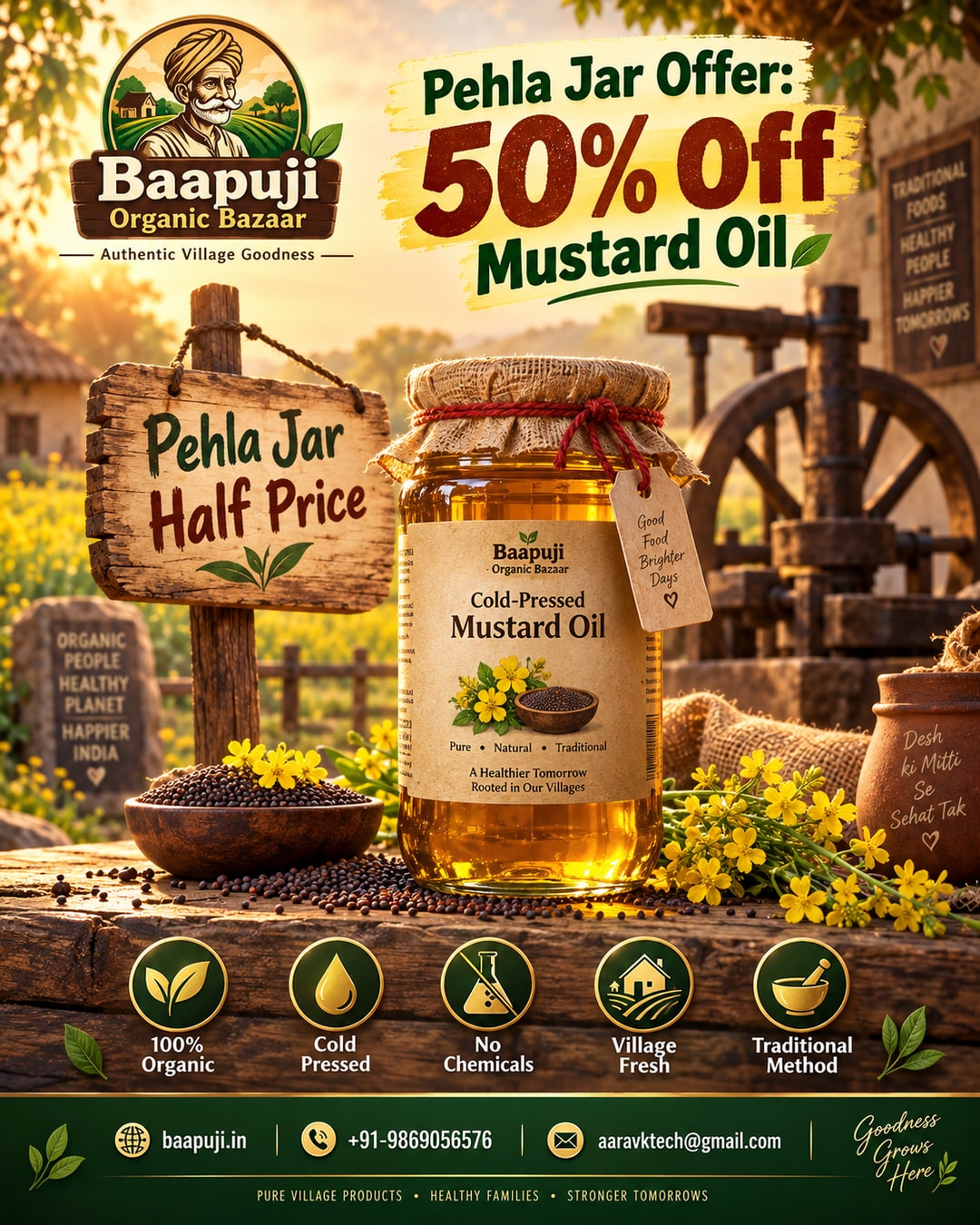 Pehla Jar Offer - Try Our Cold-Pressed Mustard Oil at Half Price