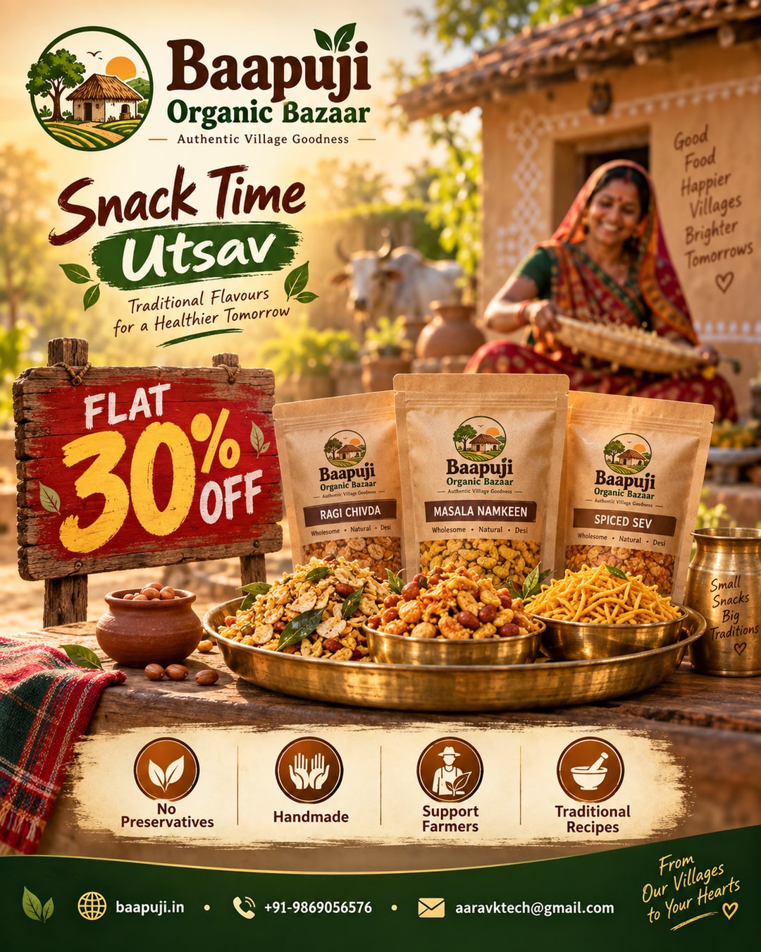 Baapuji Snack Time Utsav - Flat 30% Off Village Snacks