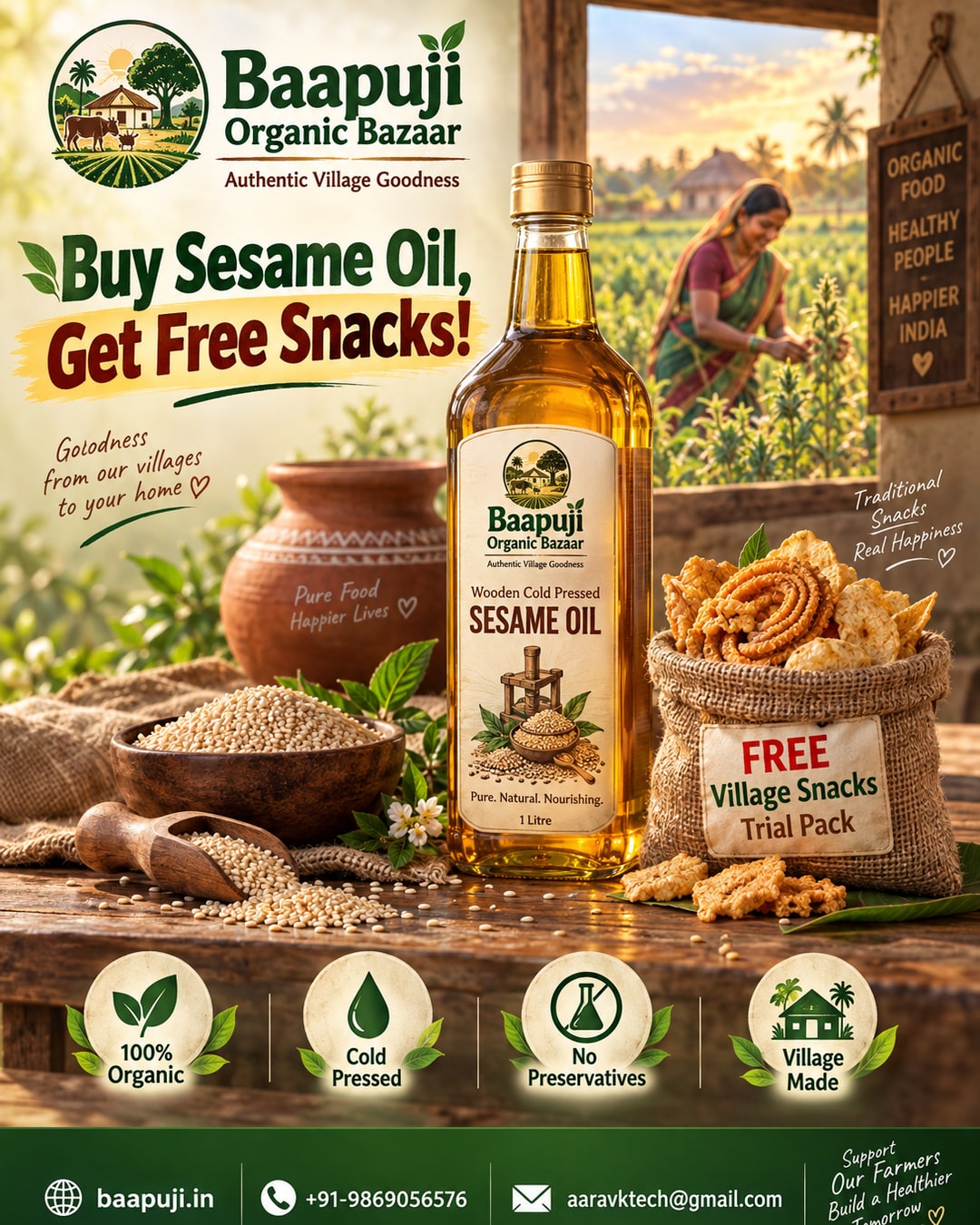 Buy Sesame Oil, Get a Free Village Snacks Trial Pack