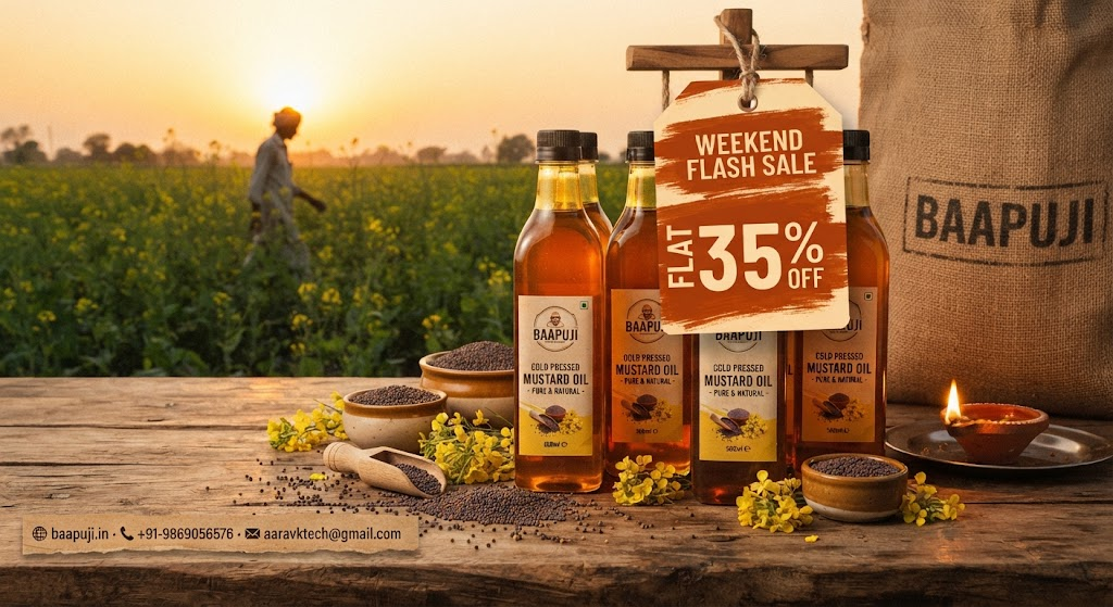 Weekend Flash Sale - Flat 35% Off Cold Pressed Mustard Oil