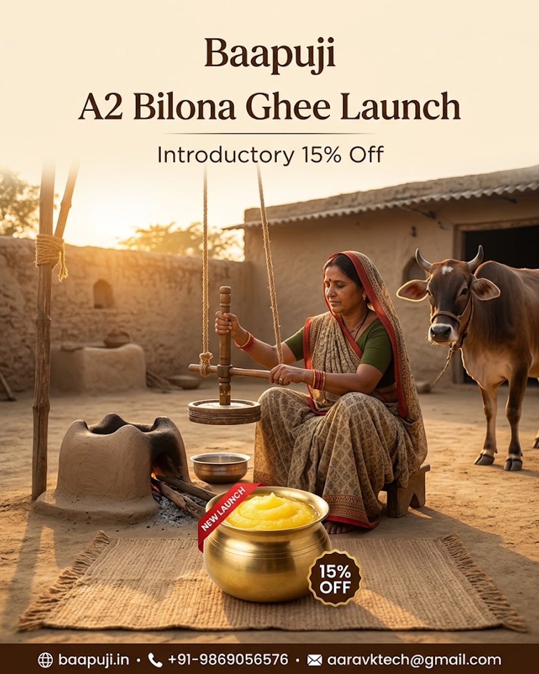 Baapuji A2 Bilona Ghee Launch - Introductory 15% Off