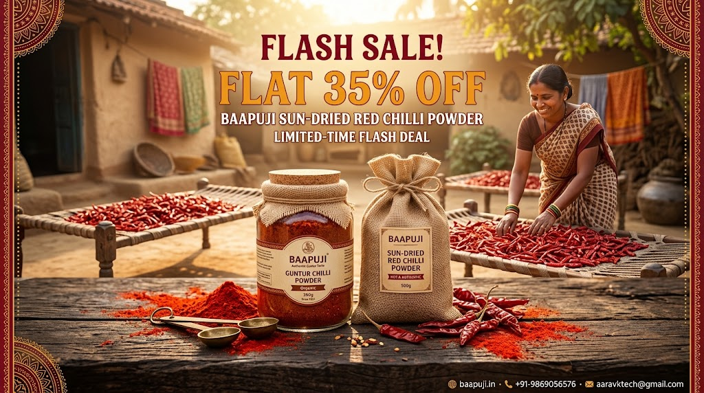 Baapuji 35% Off Sun-Dried Red Chilli Powder Limited-Time Flash Deal