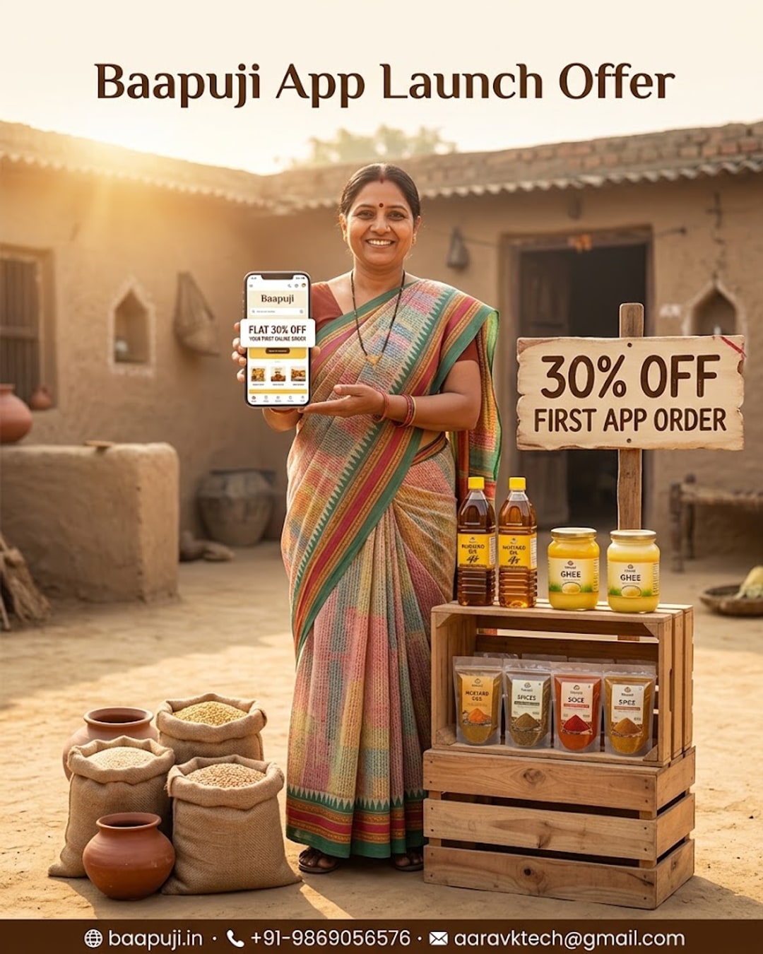 Baapuji App Launch Offer - Flat 30% Off Your First Online Order