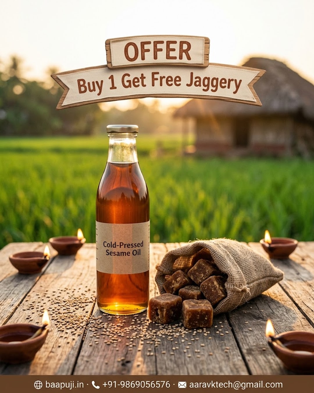Buy Cold-Pressed Sesame Oil, Get a Free Jaggery Block