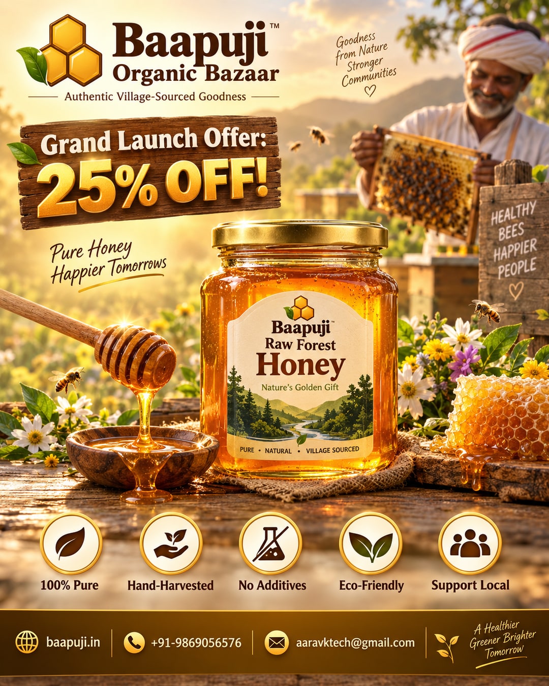 Baapuji Raw Forest Honey - Grand Launch Offer