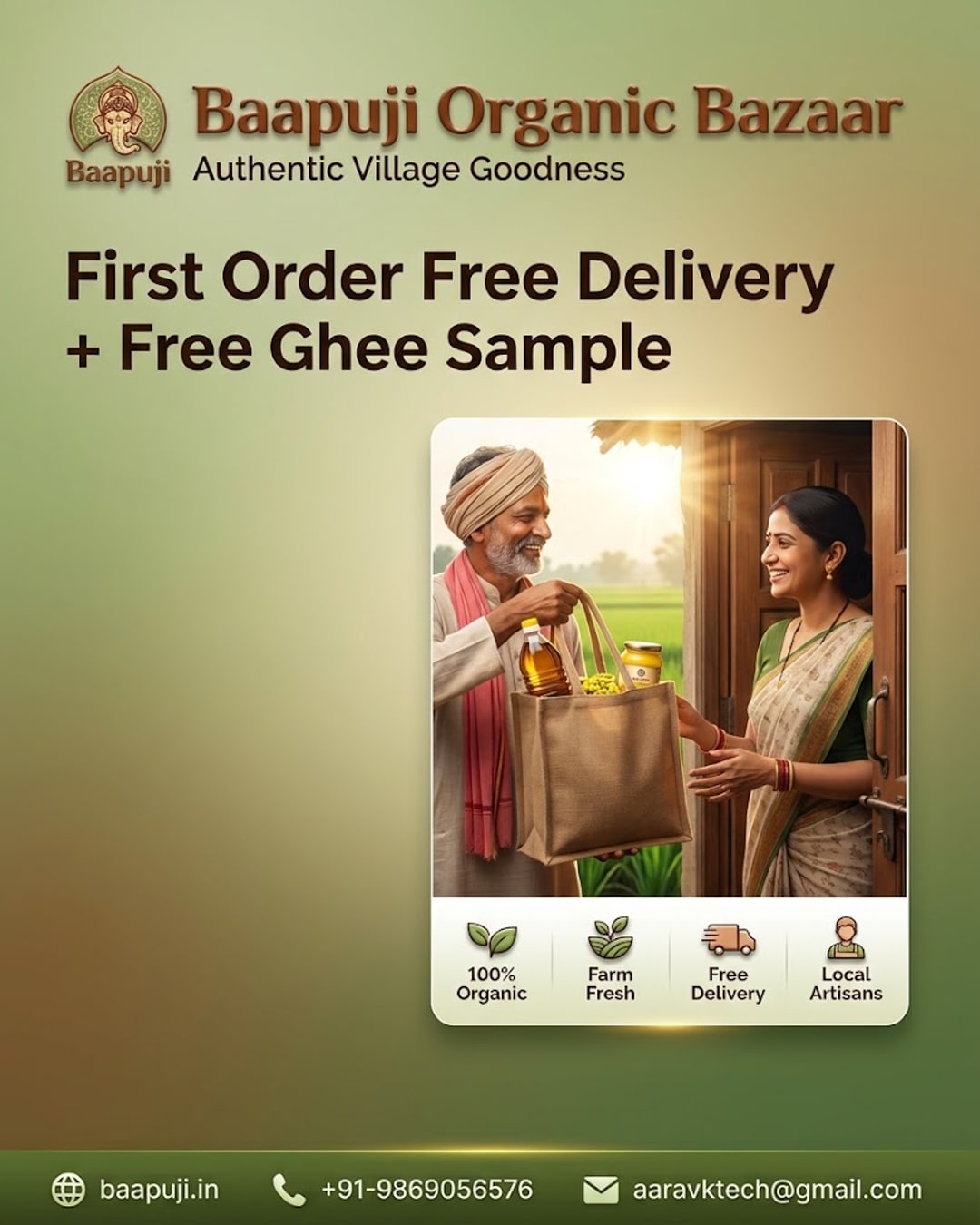 First Order, Free Doorstep Delivery + Ghee Sample