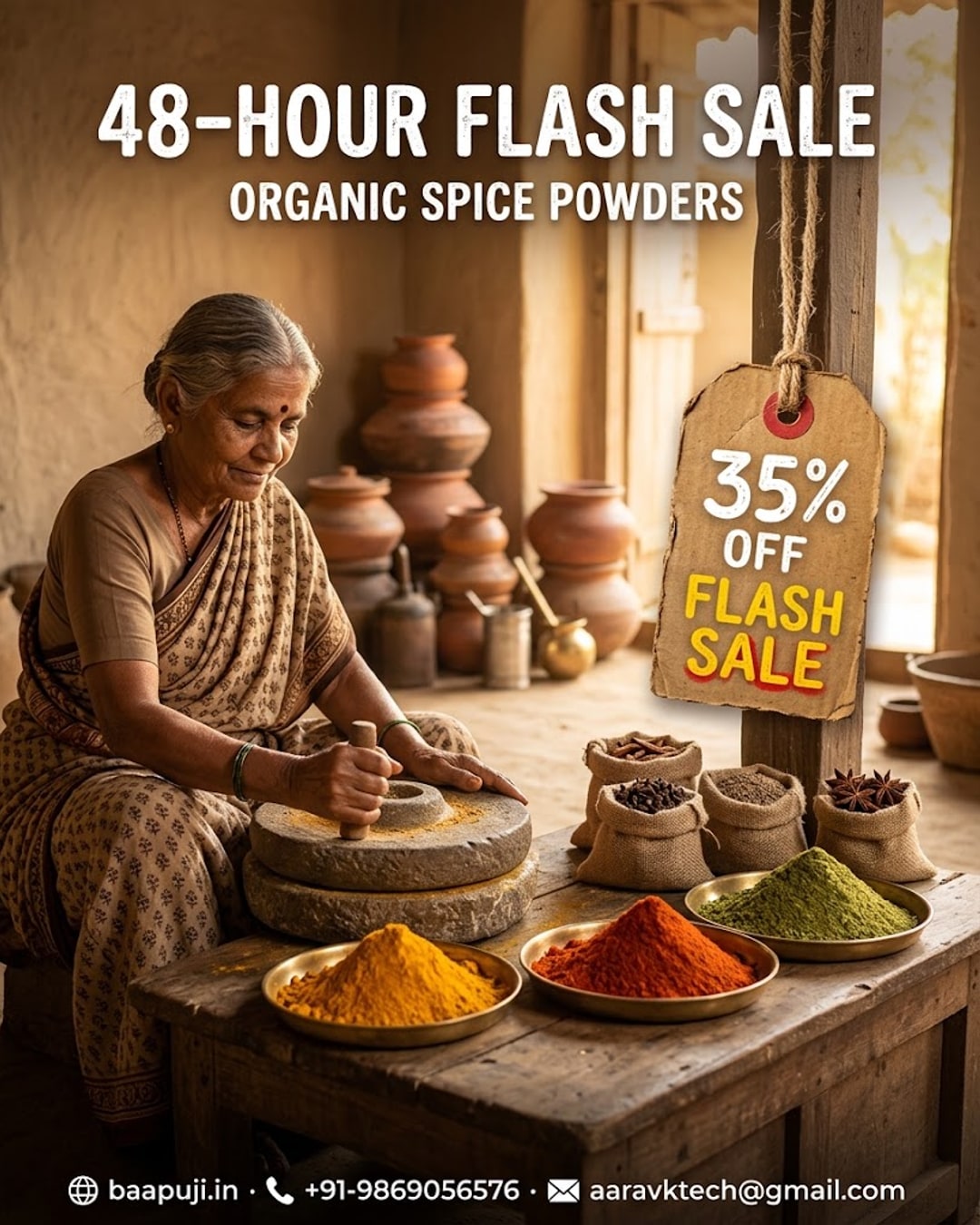 48-Hour Flash Sale - Flat 35% Off Organic Spice Powders