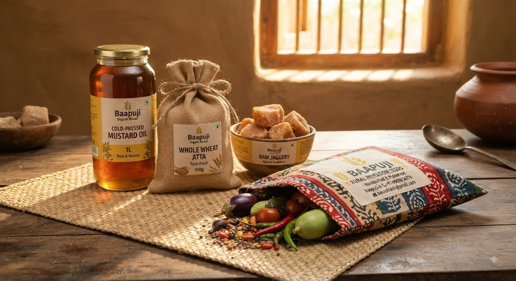 baapuji rural heirloom seed packet gift with pure organic grocery purchase