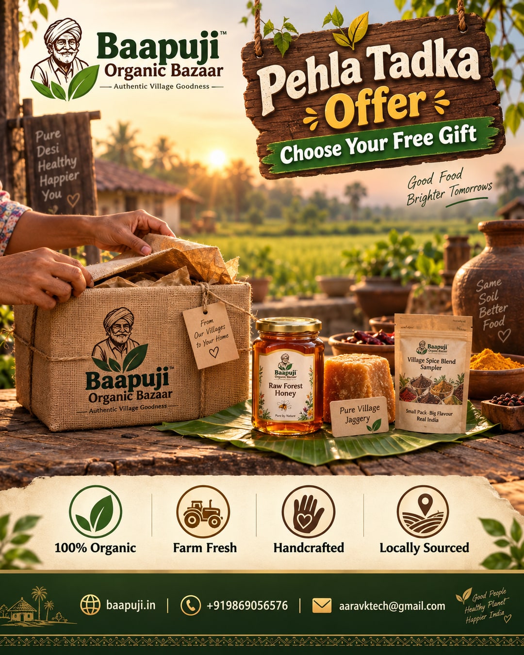 Pehla Tadka Offer - First Order, Your Choice of Free Village Gift