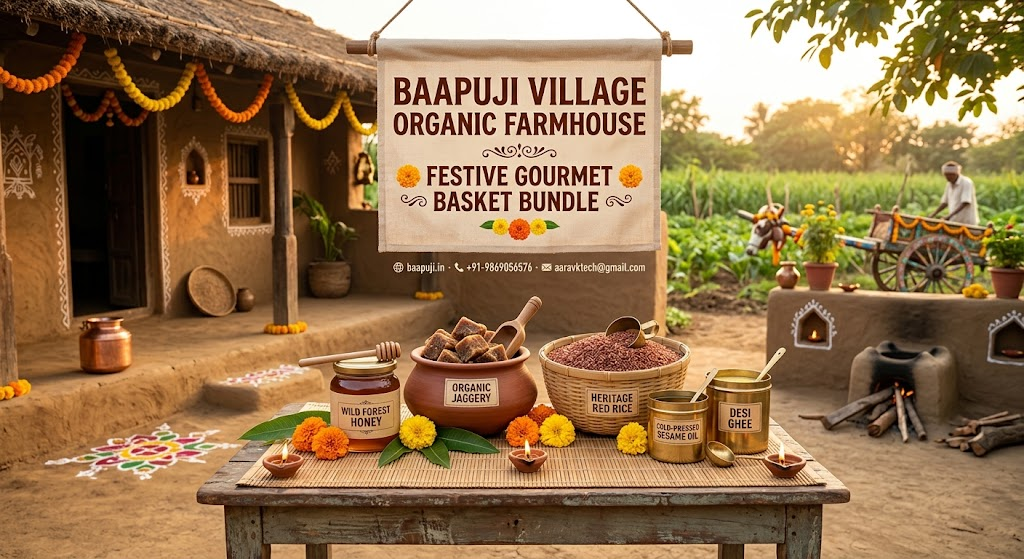 Baapuji Village Organic Farmhouse Festive Gourmet Basket Bundle