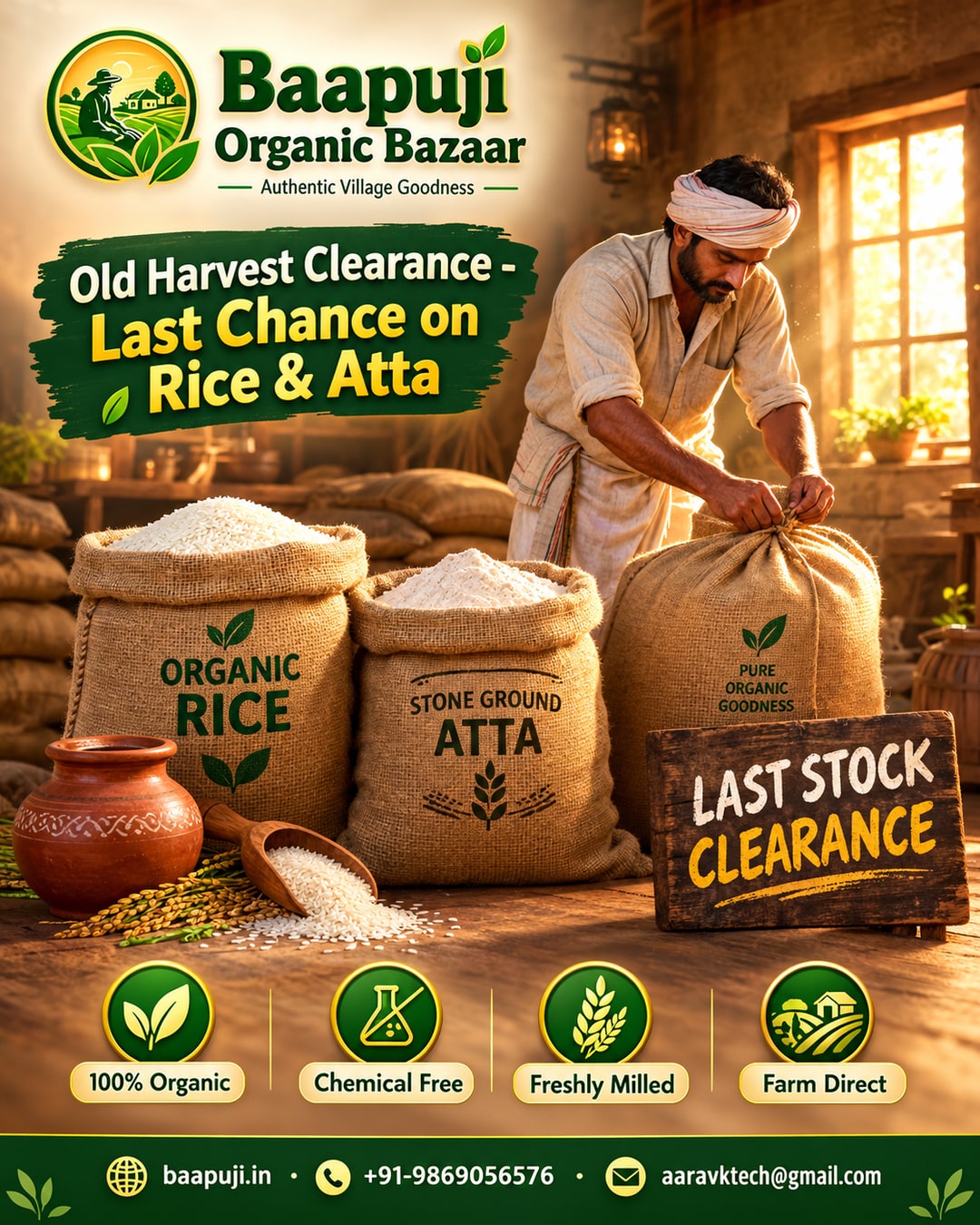 Old Harvest Clearance - Last Chance on Rice & Atta