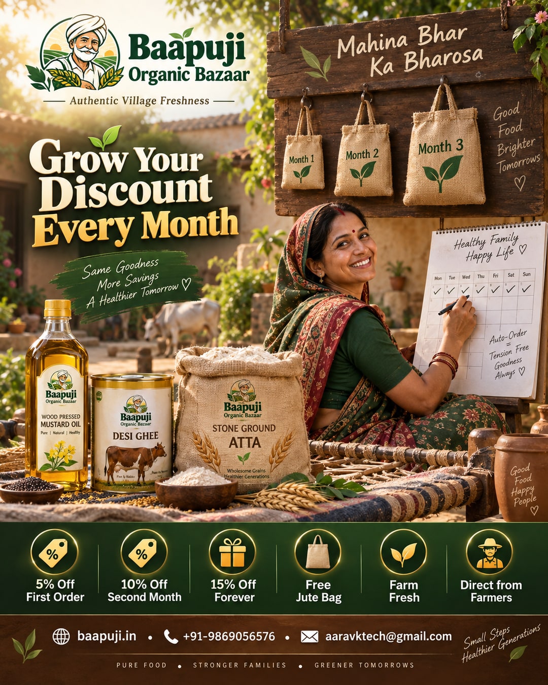 Baapuji Mahina Bhar Ka Bharosa - Monthly Auto-Order Loyalty Discount