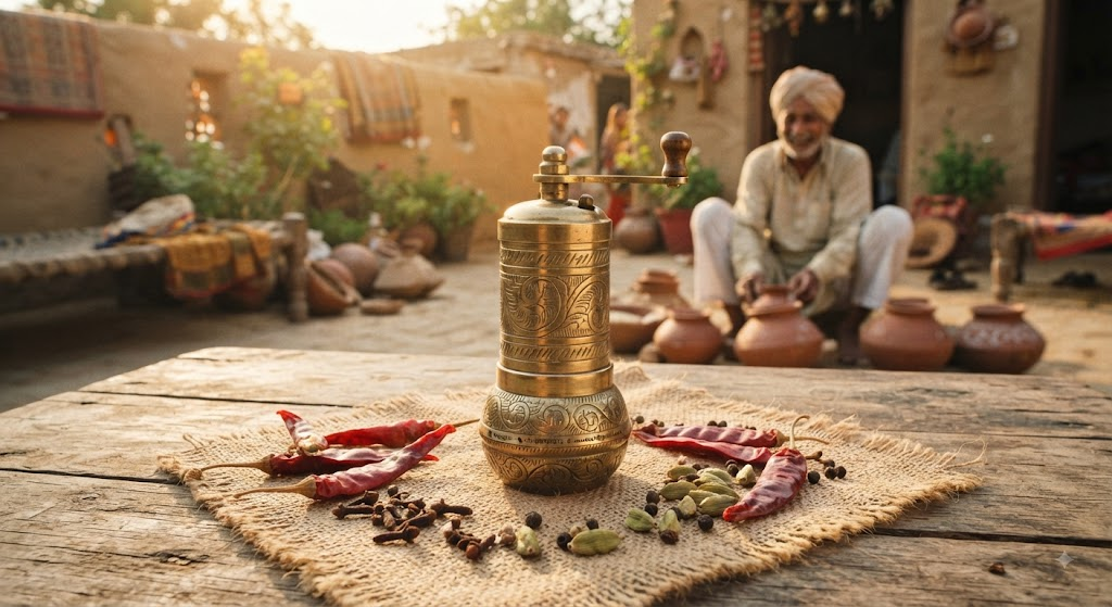 Baapuji Handcrafted Brass Spice Grinder Flash Discount