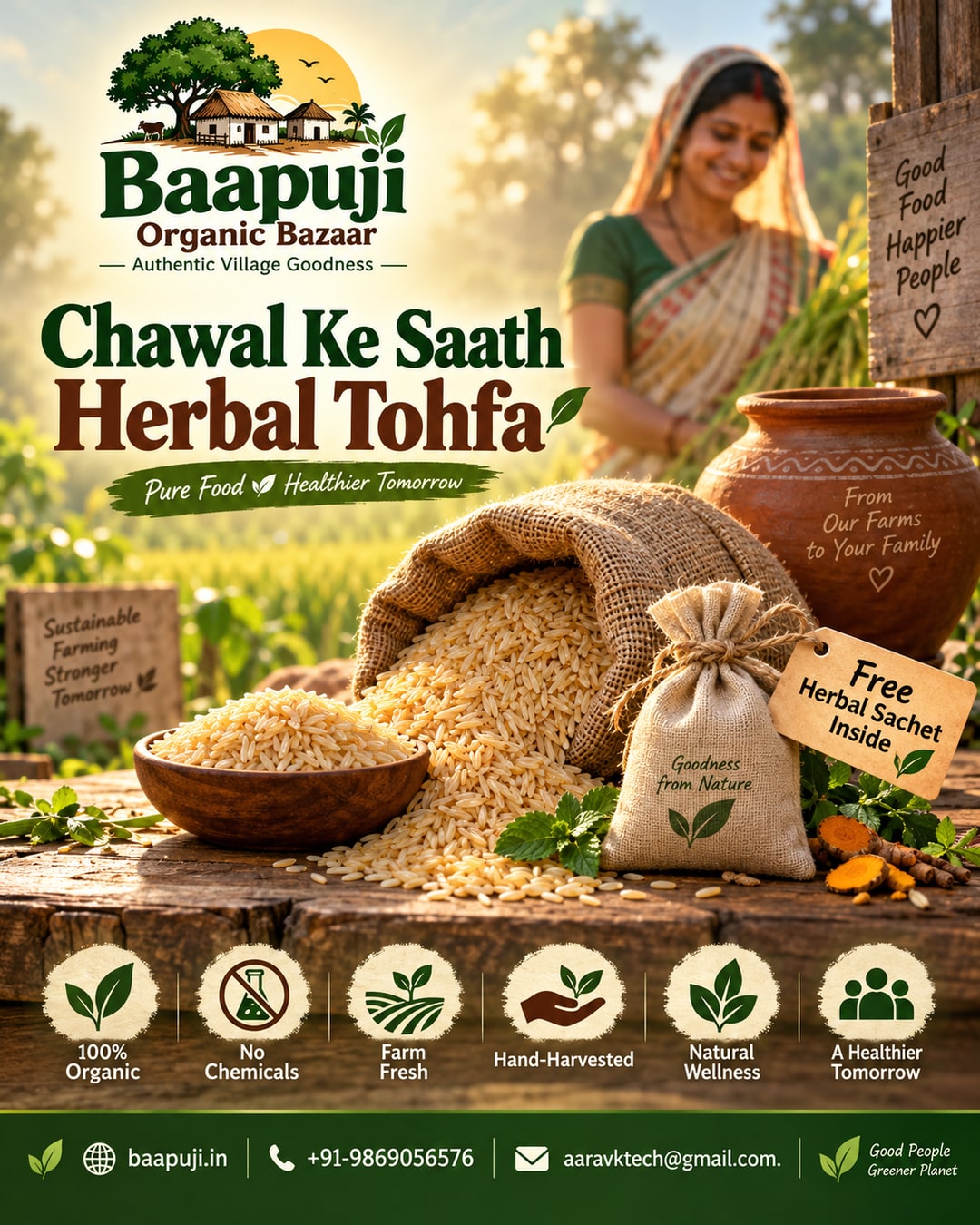Chawal Ke Saath Herbal Tohfa – Buy Organic Rice, Get a Free Herbal Wellness Sachet