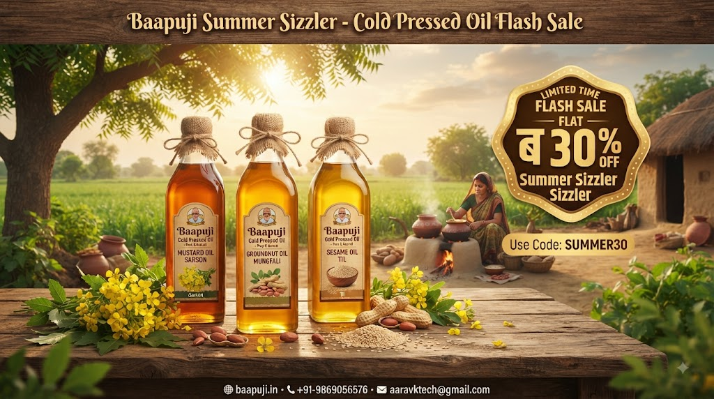 Baapuji Summer Sizzler 30% Off Cold Pressed Oil Flash Sale