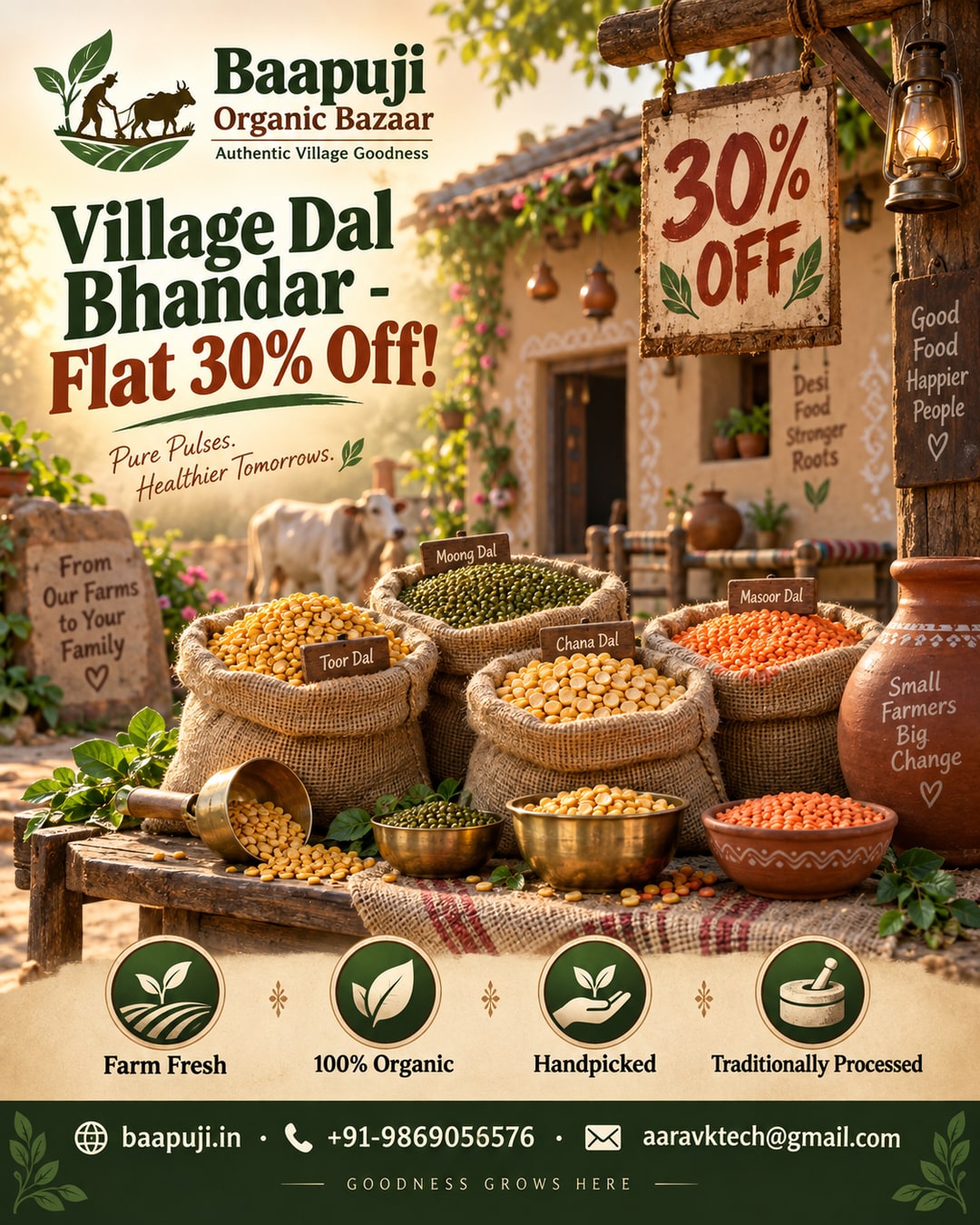 Village Dal Bhandar - Flat 30% Off Organic Pulses Sale