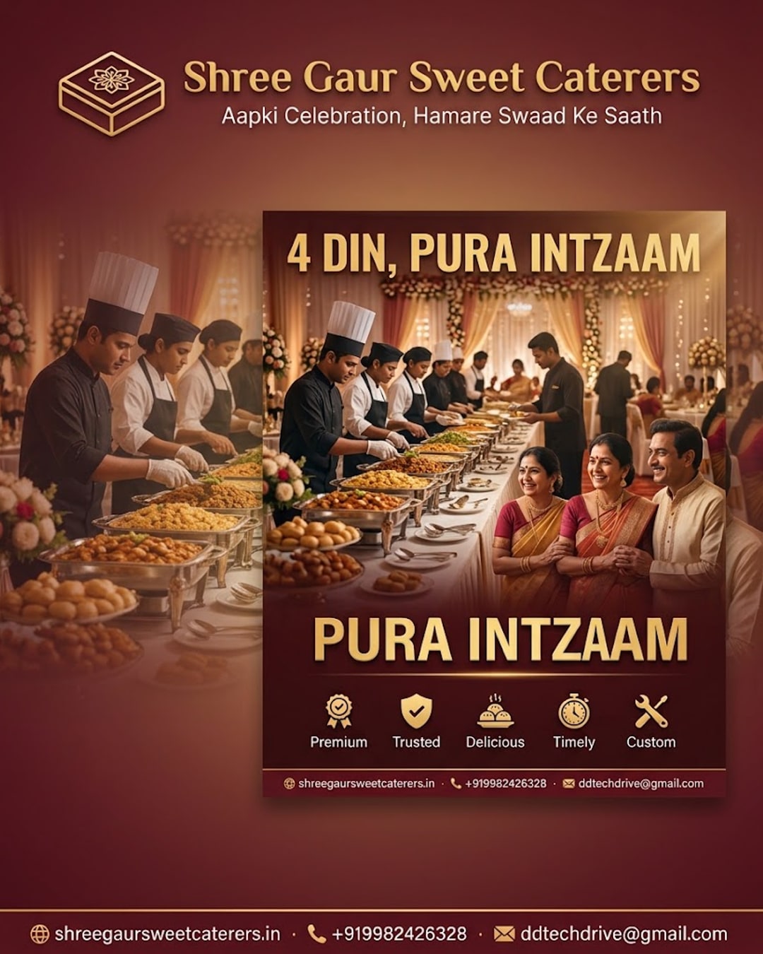 Shree Gaur Sweet Caterers team setting up a wedding buffet on short notice for a family celebration in Jaipur Sikar