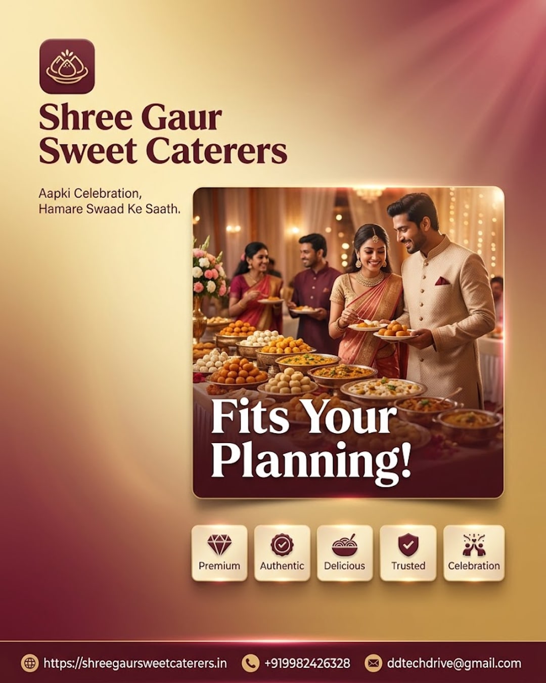 Couple tasting catering food samples before confirming wedding booking with Shree Gaur Sweet Caterers