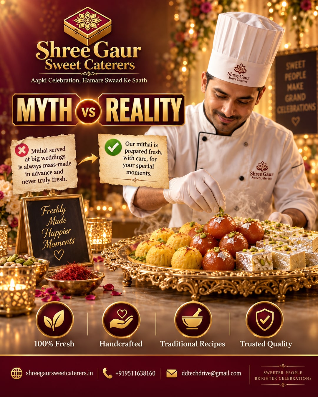 Chef freshly preparing traditional Indian sweets for a Jaipur Sikar wedding catering order