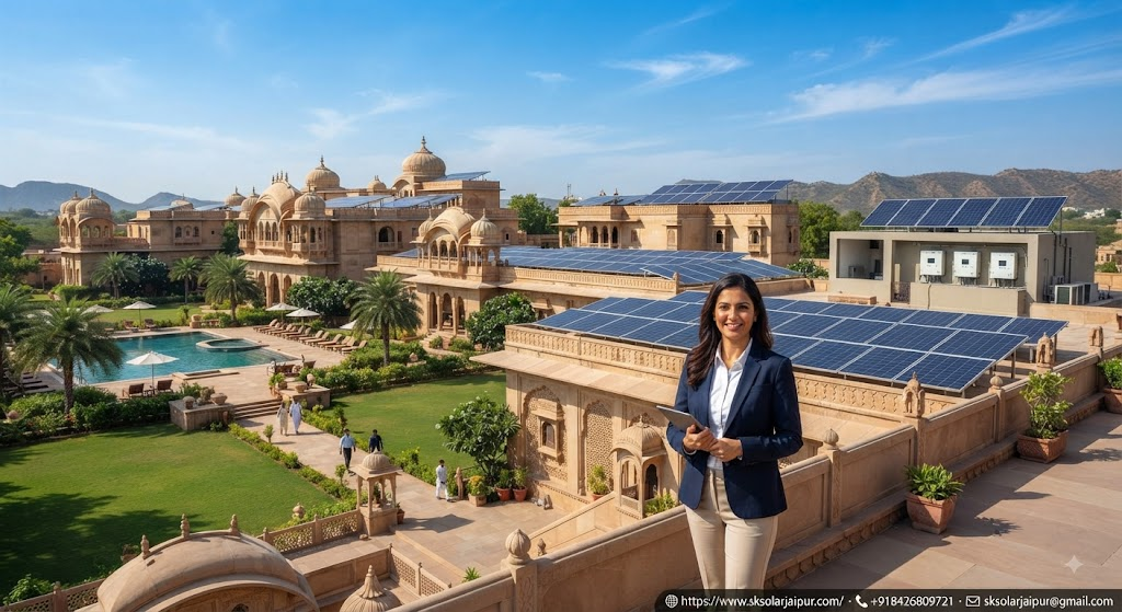 hotel and resort rooftop solar architecture: blending aesthetic hospitality with green luxury energy independence in jaipur