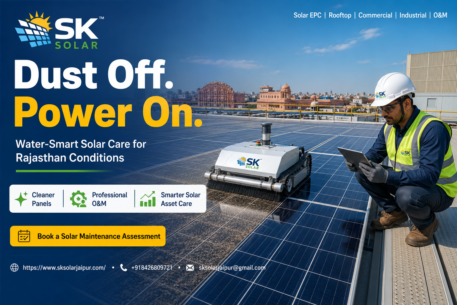 2026 Solar Trend: Water-Smart Robotic & Dry-Cleaning Solar Maintenance for Dusty Rajasthan