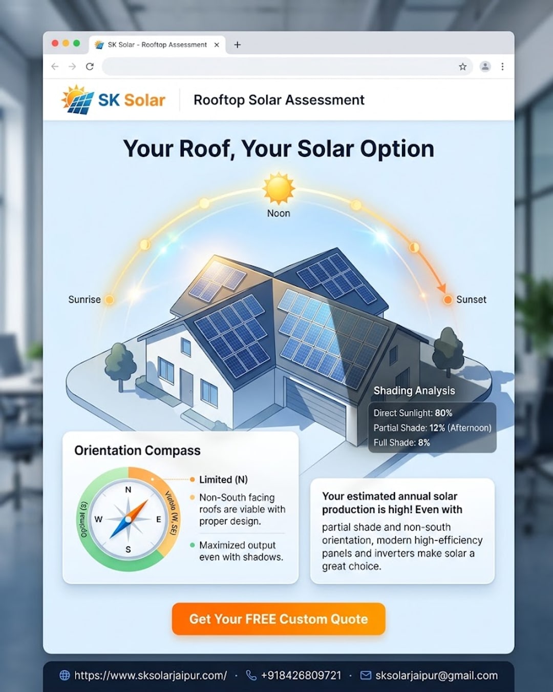 SK Solar rooftop shading and orientation assessment dashboard screen