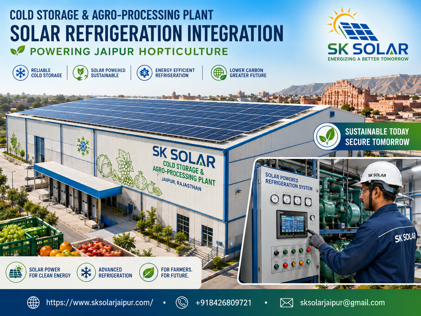 cold storage and agro-processing plant solar refrigeration integration for jaipur horticulture