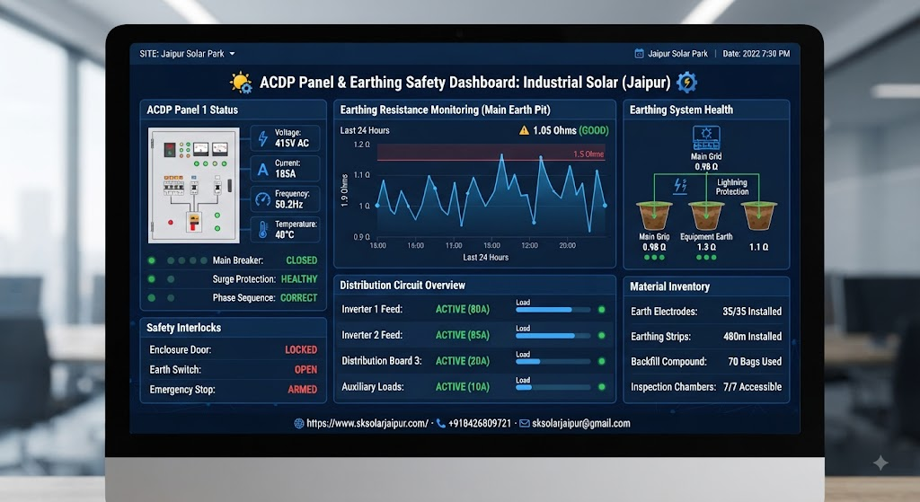 earthing materials and acdp panel safety engineering for high-capacity industrial solar installations in jaipur