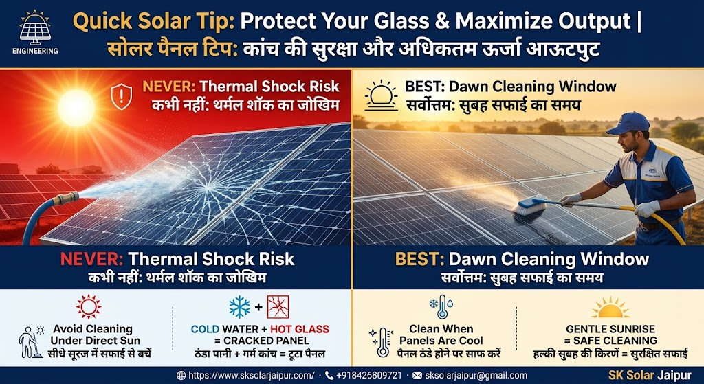 The Thermal Shock Danger: Why You Must Never Clean Solar Panels Under Direct Afternoon Sun (And the Golden Window Tip)