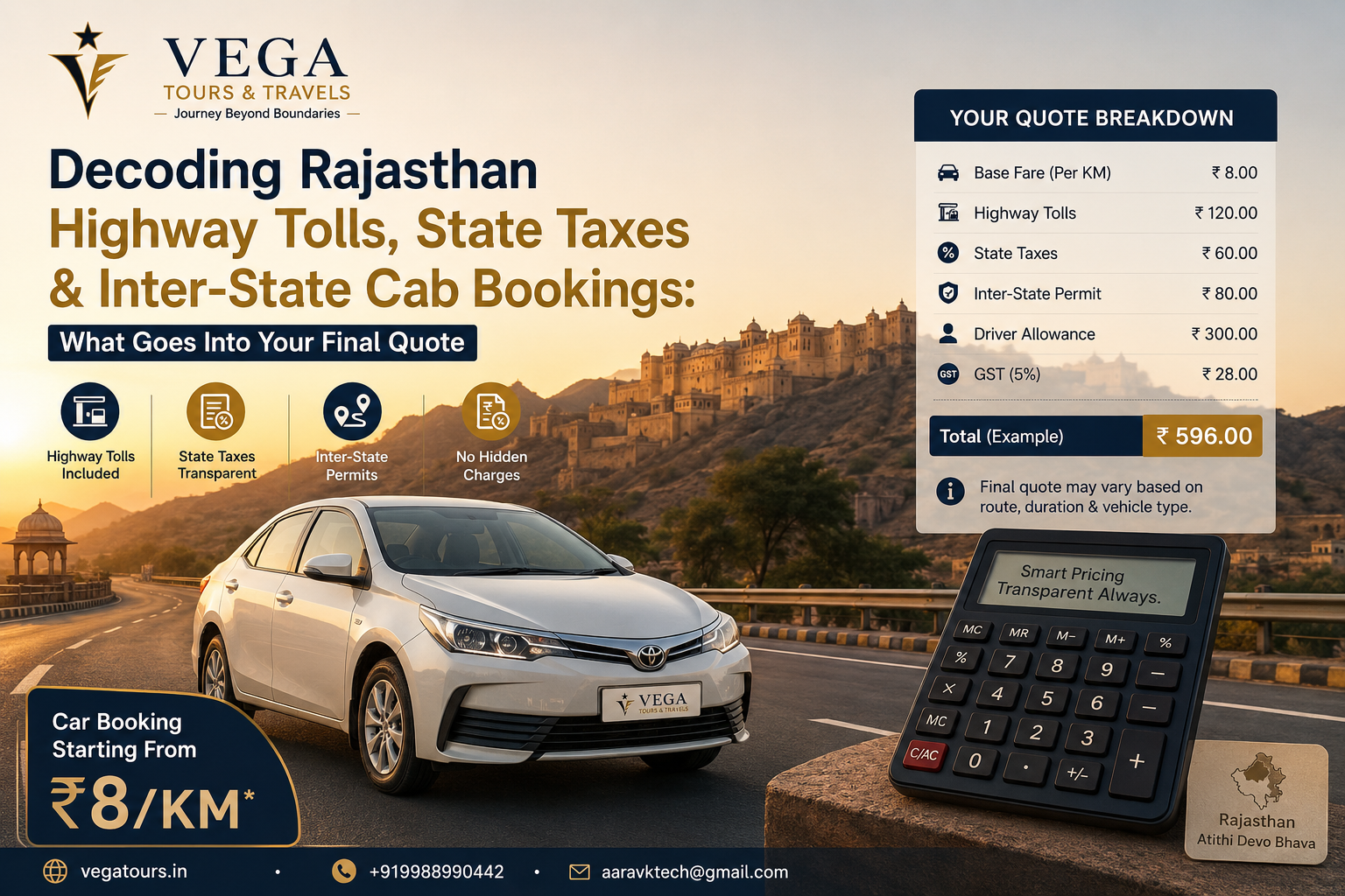 Decoding Rajasthan Highway Tolls, State Taxes & Inter-State Cab Cab Bookings: What Goes Into Your Final Quote