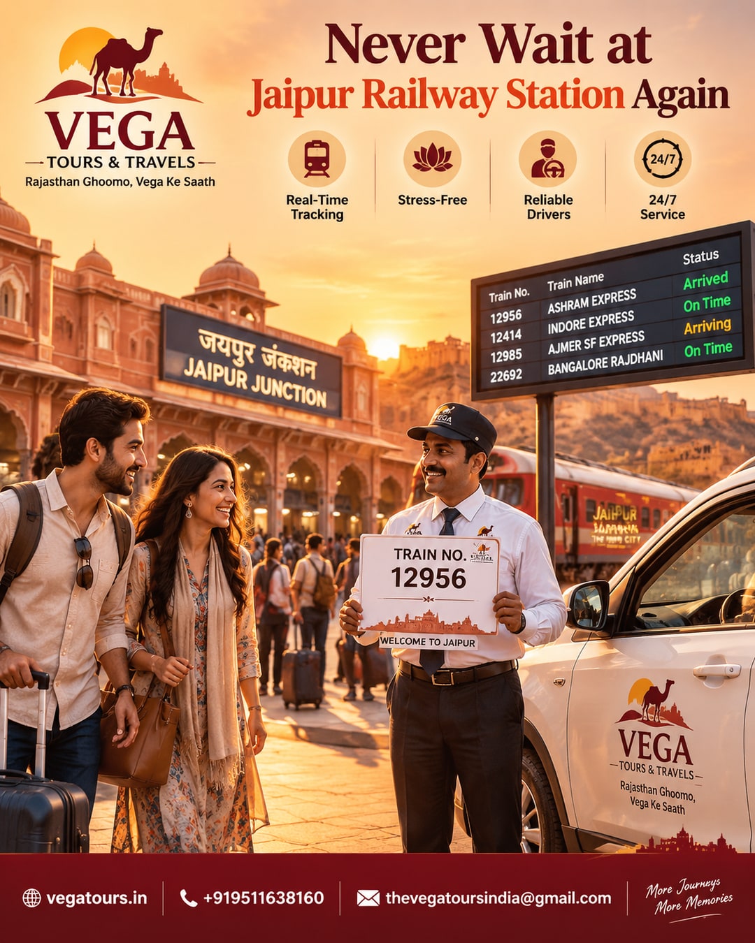 How Vega Tours & Travels Syncs with Live IRCTC Train Status for Stress-Free Jaipur Railway Station Pickups