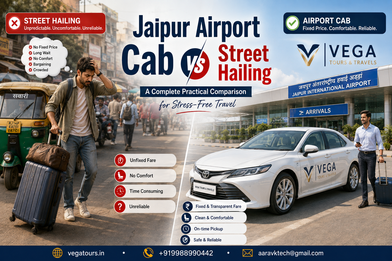 Jaipur Airport Cab vs Local Auto-Rickshaw & Standard Street Hailing: A Complete Practical Comparison for Stress-Free Travel