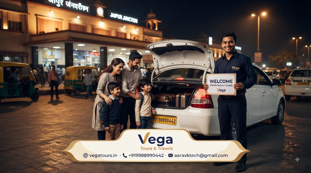 Jaipur railway station late-night arrival car pickup guide for solo female travelers and families with children