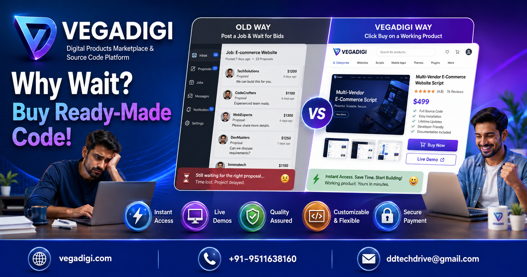 Old Way vs VegaDigi Way: Buy Ready-Made Code