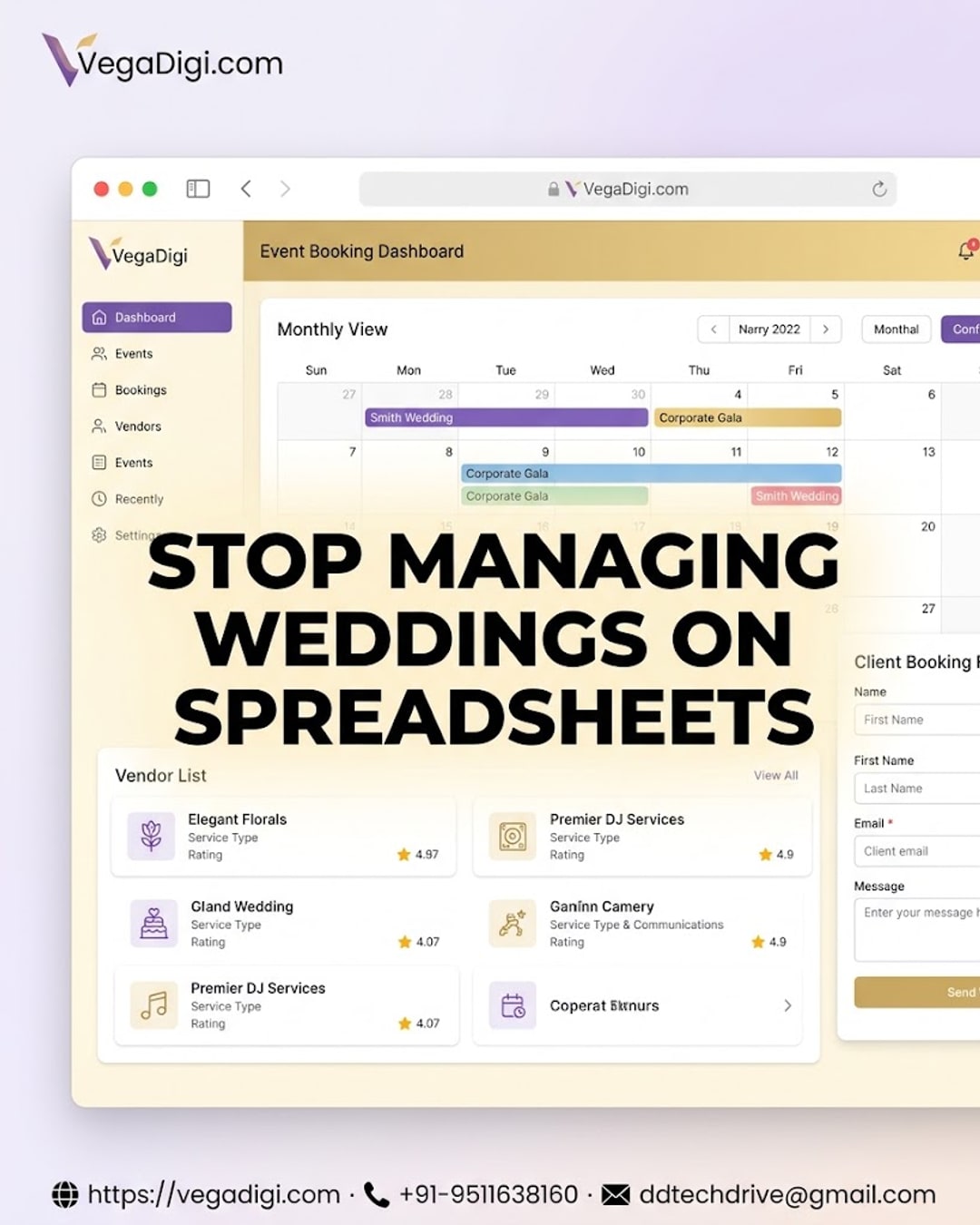 Streamline Wedding Planning with VegaDigi Software