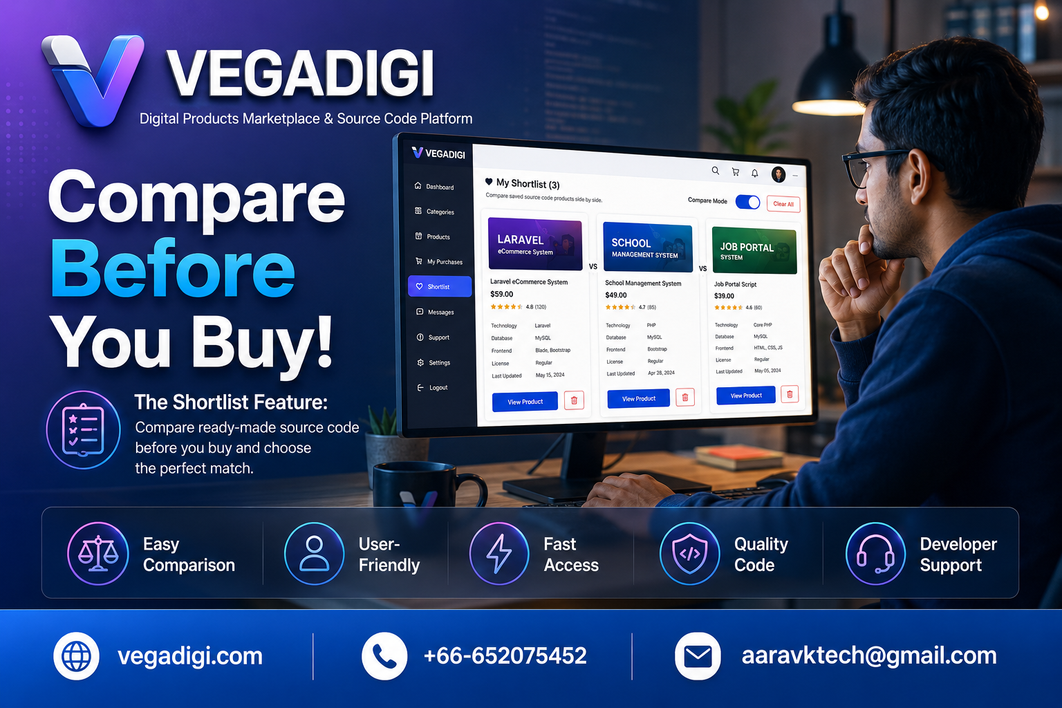 Compare Source Code Easily with VegaDigi's Shortlist