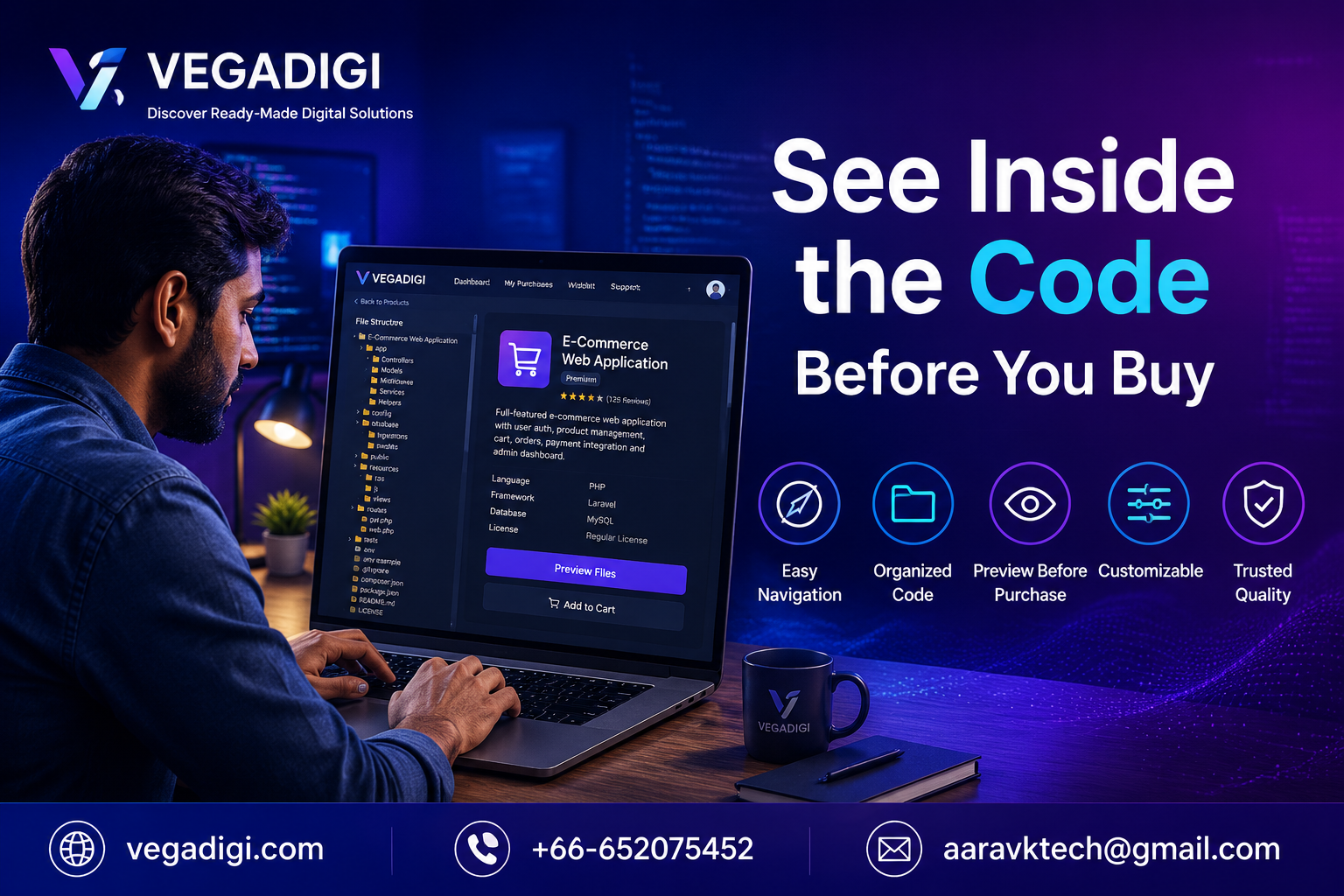Preview File Structure Before Buying Source Code | VegaDigi